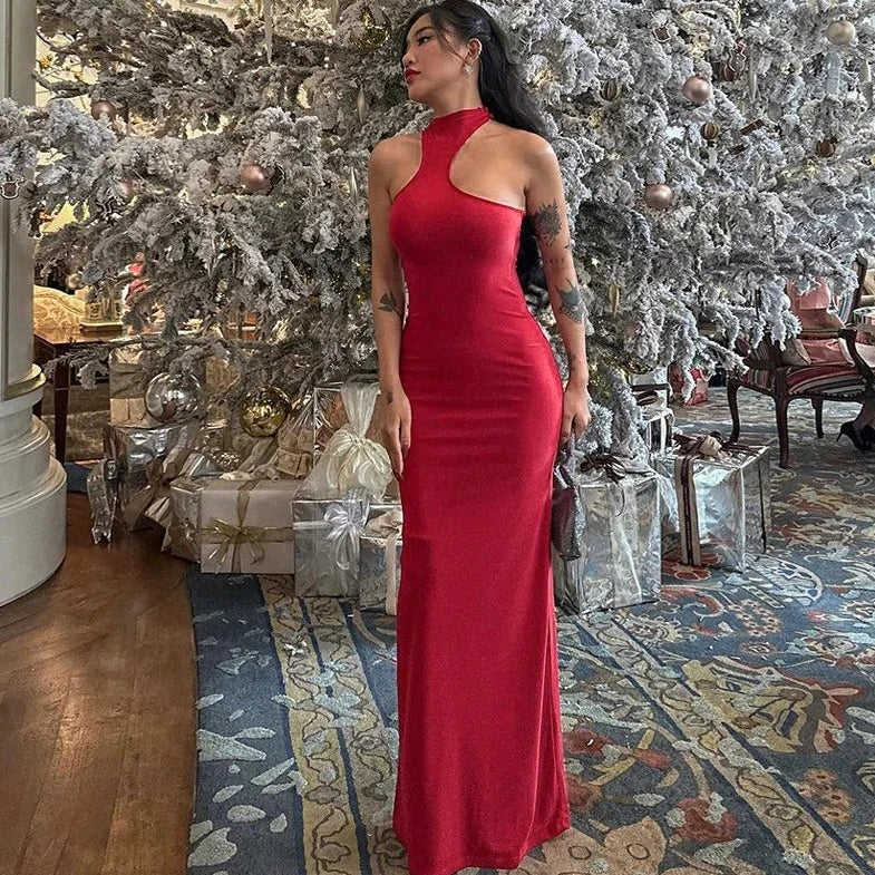 Red Sleeveless Long Maxi Dress