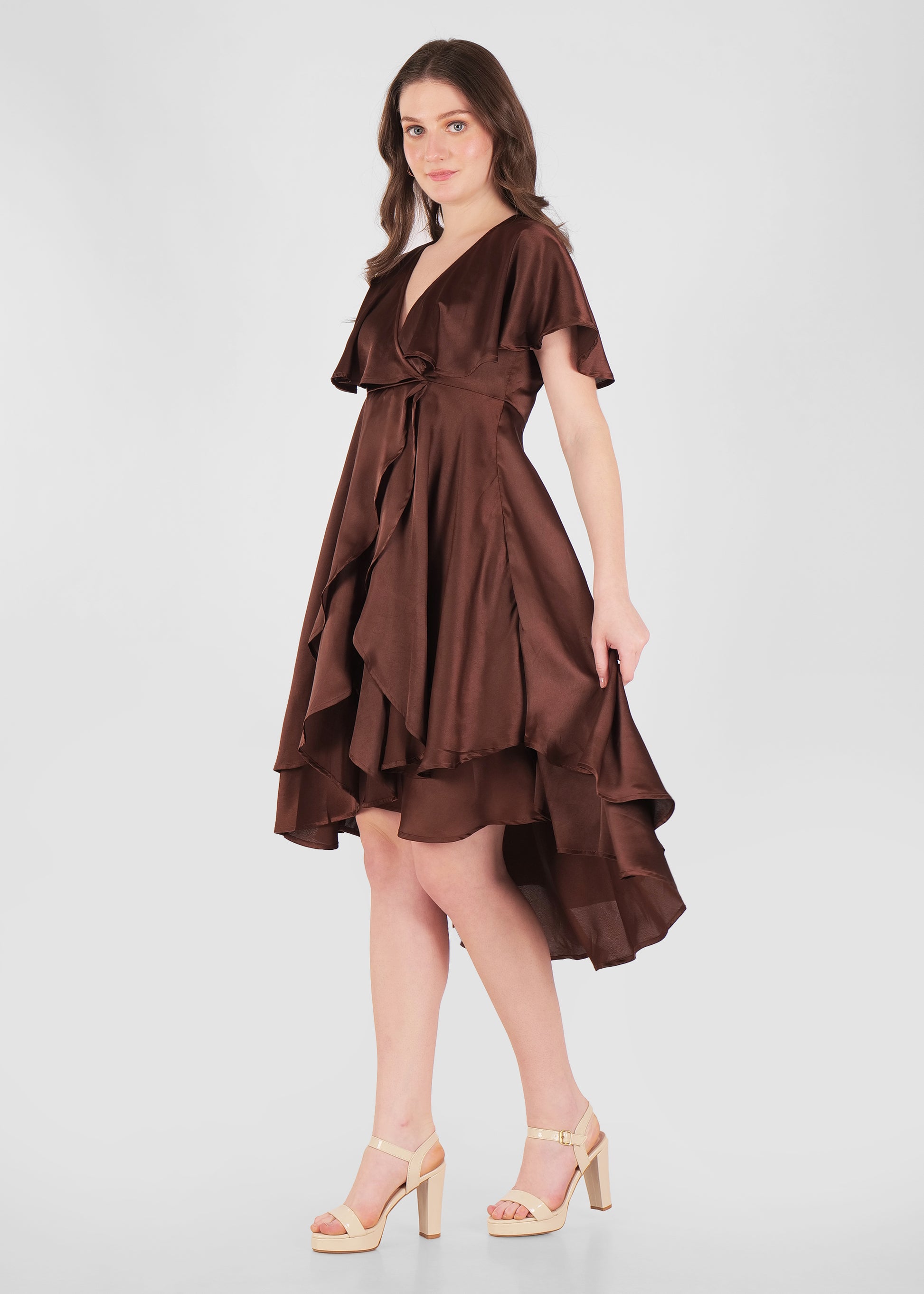 Cocoa luxe satin dress