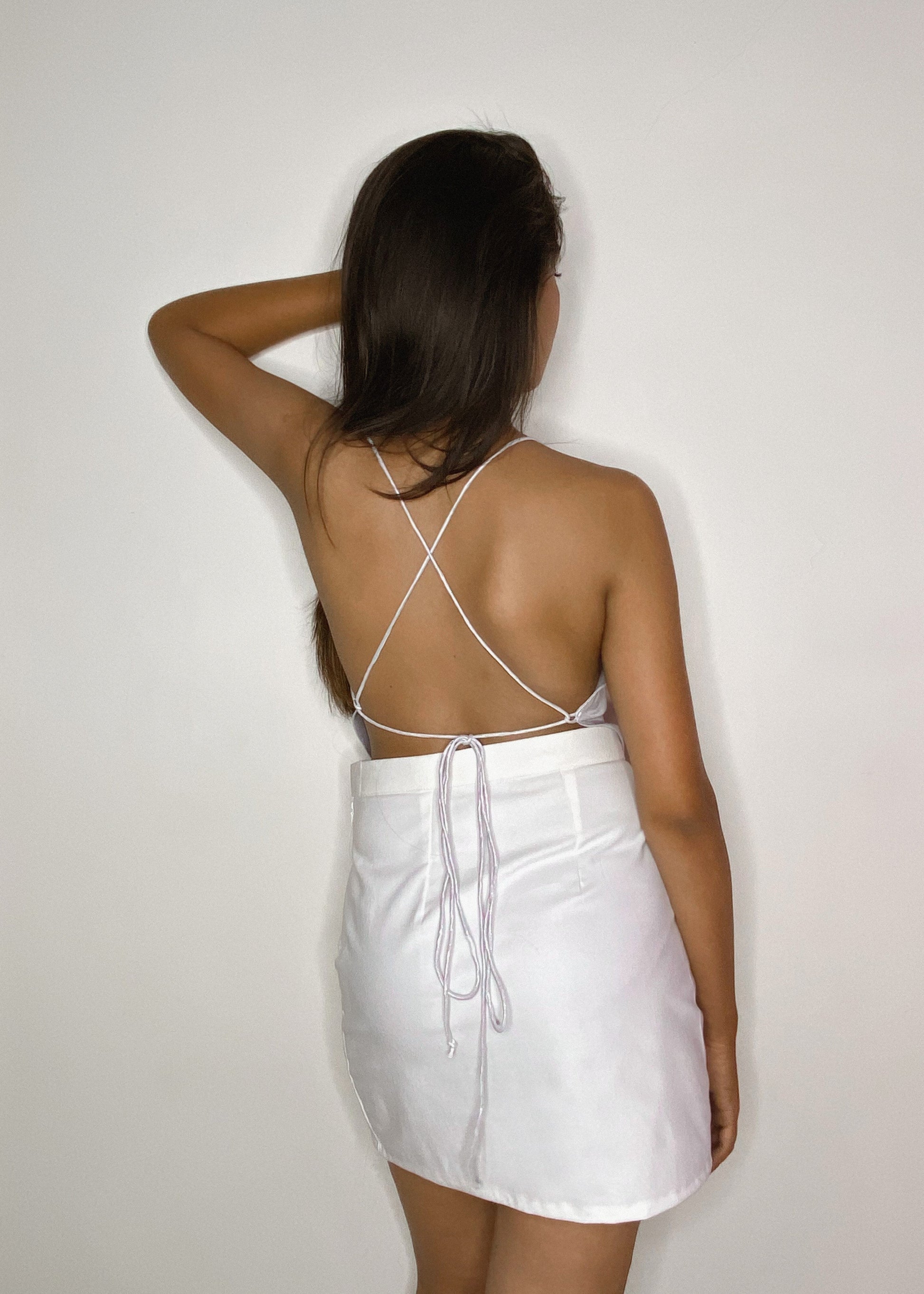 Cowl Neck Backless Top (Blue)