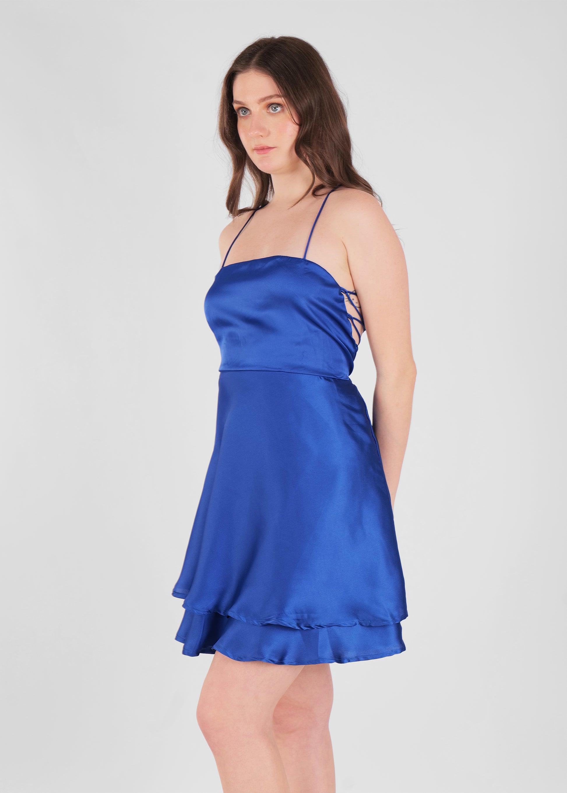 Frida Satin Mini Dress with Spaghetti Straps