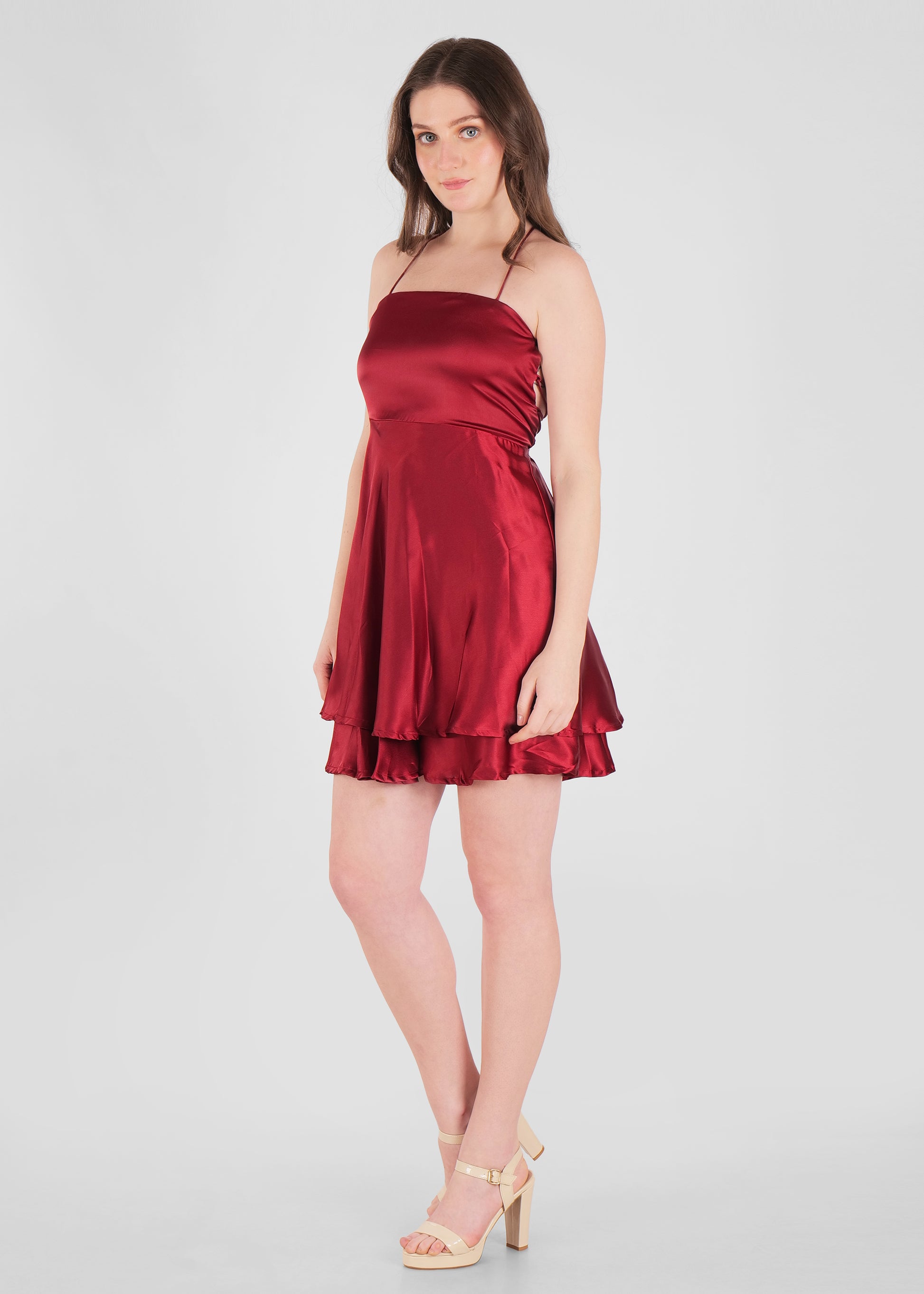 Frida Satin Mini Dress with Spaghetti Straps