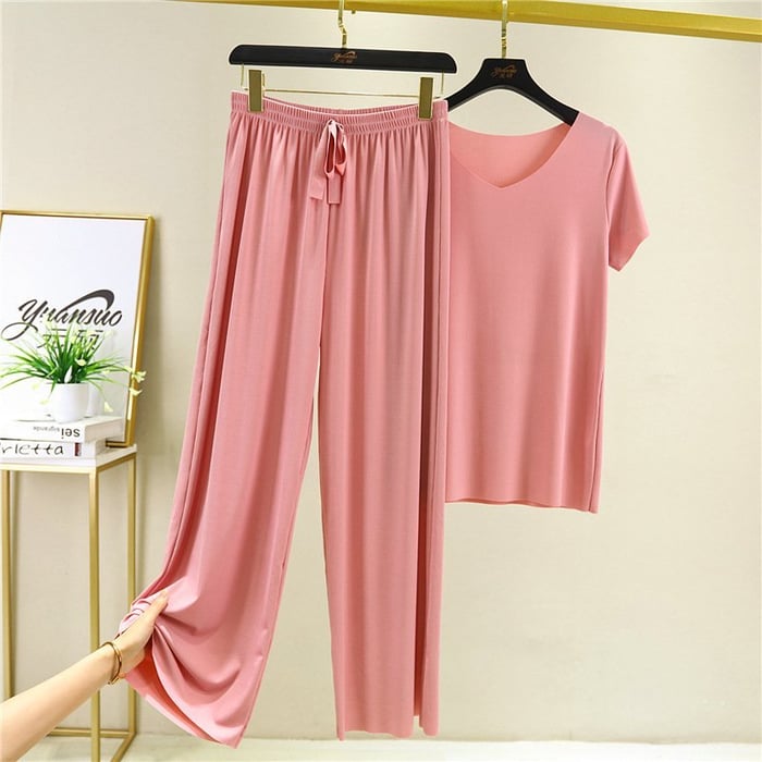 Soft  Ice Silk Two Piece Set
