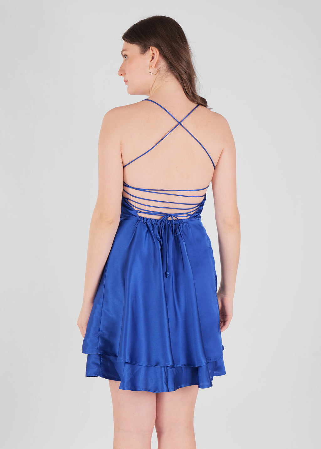 Frida Satin Mini Dress with Spaghetti Straps