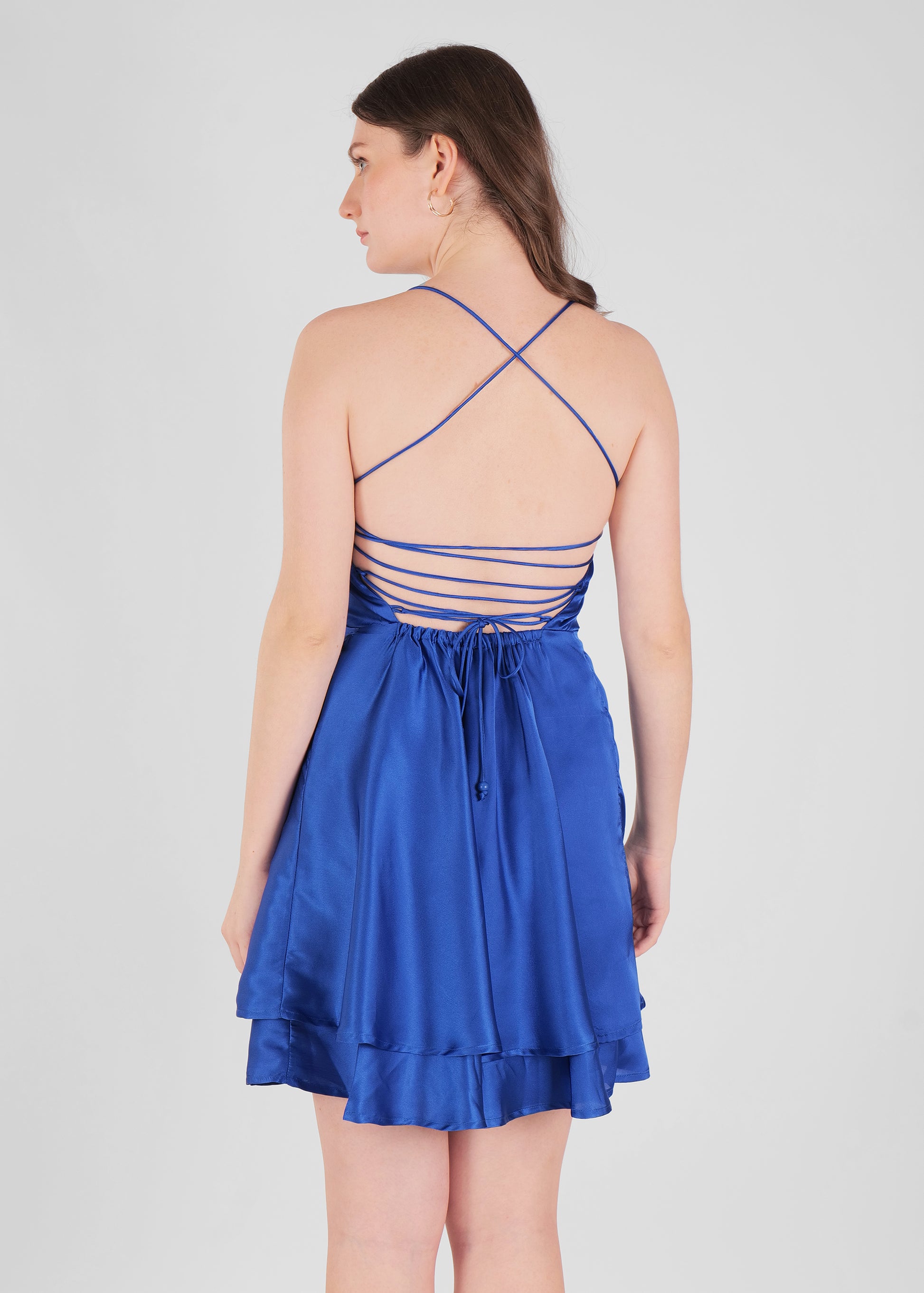 Frida Satin Mini Dress with Spaghetti Straps