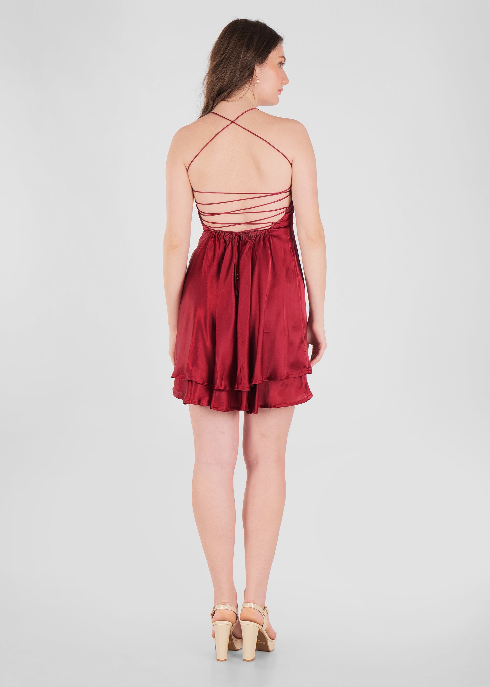 Frida Satin Mini Dress with Spaghetti Straps