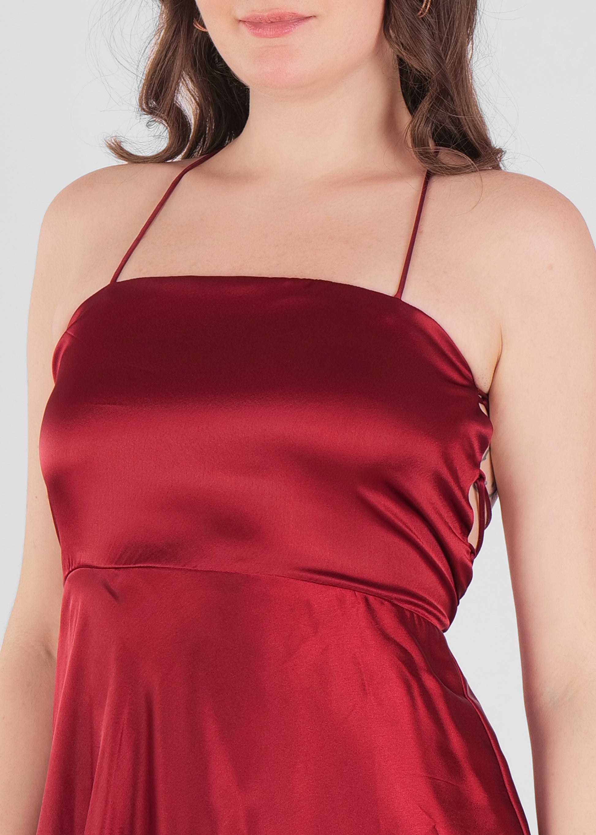 Frida Satin Mini Dress with Spaghetti Straps