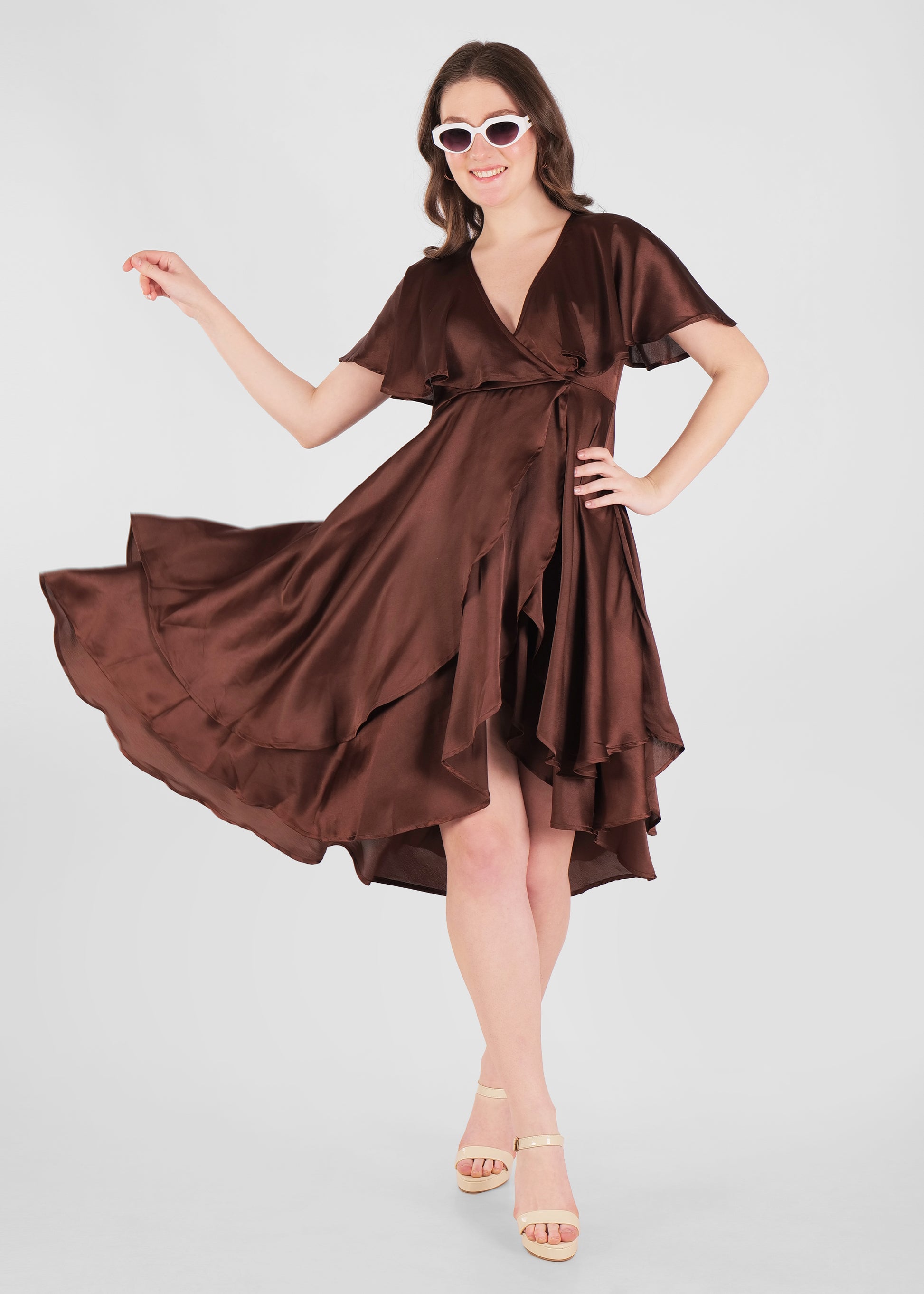 Cocoa luxe satin dress