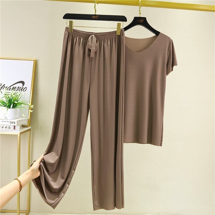 Soft  Ice Silk Two Piece Set