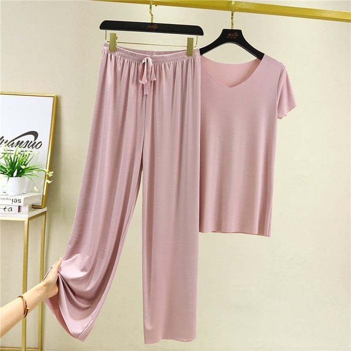Soft  Ice Silk Two Piece Set