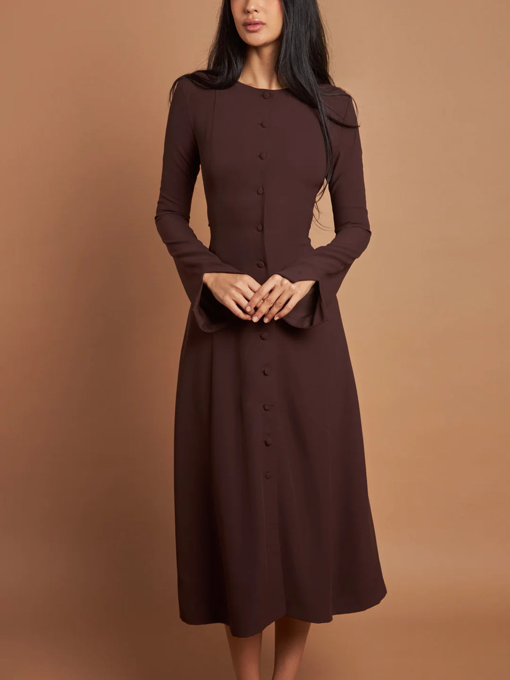 Cocoa Curve Button Dress