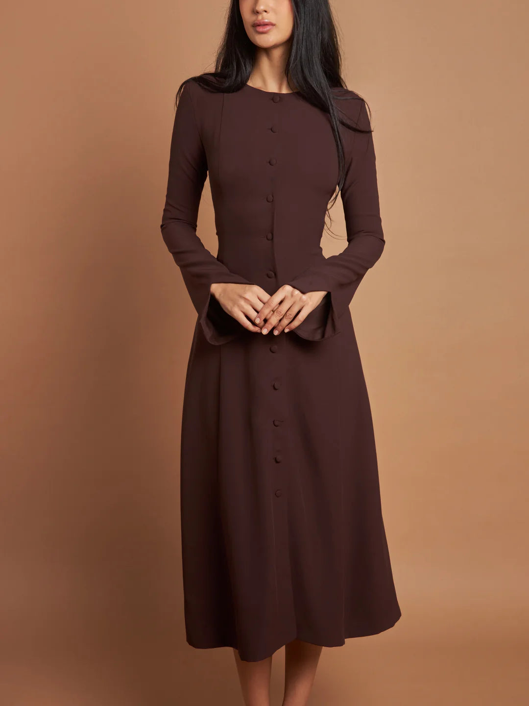 Cocoa Curve Button Dress