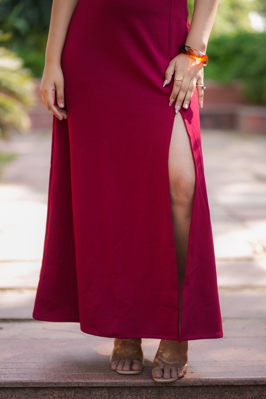 Petal Tease Red Slit Dress
