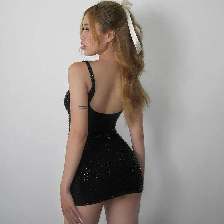 Shimmery Backless Sleeveless Bodycon Dress
