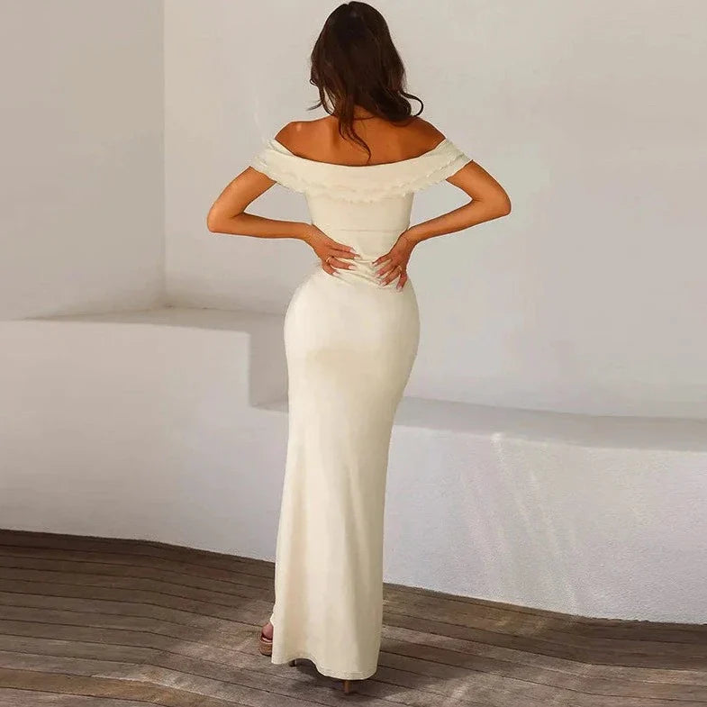 White Off Shoulder Maxi Dress