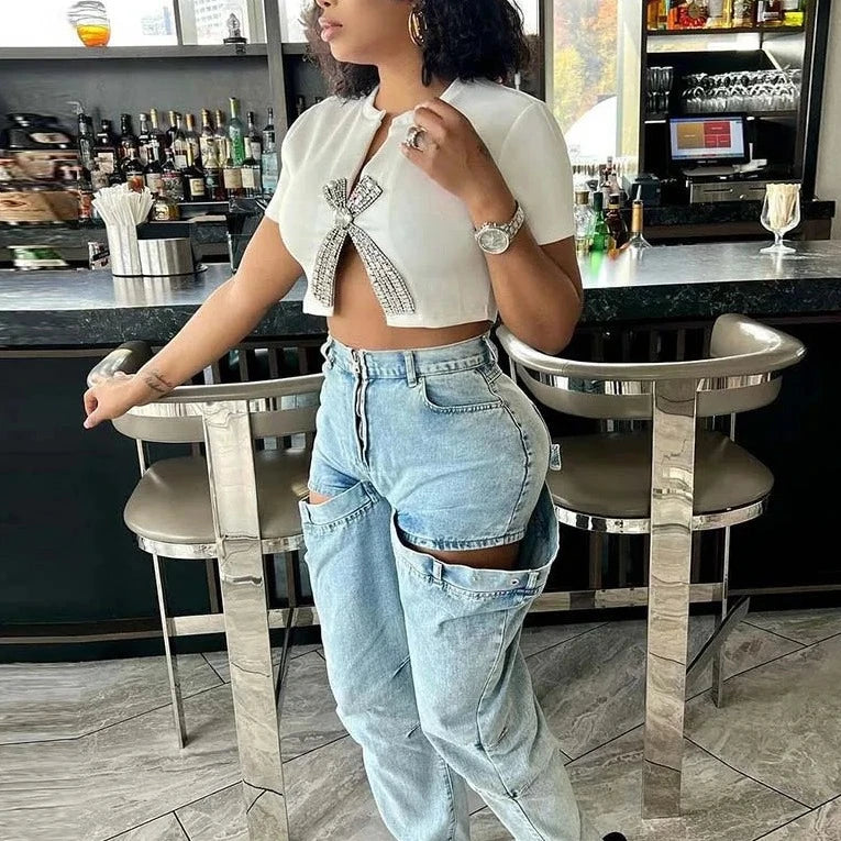 Cross Pattern Streetwear Crop Top