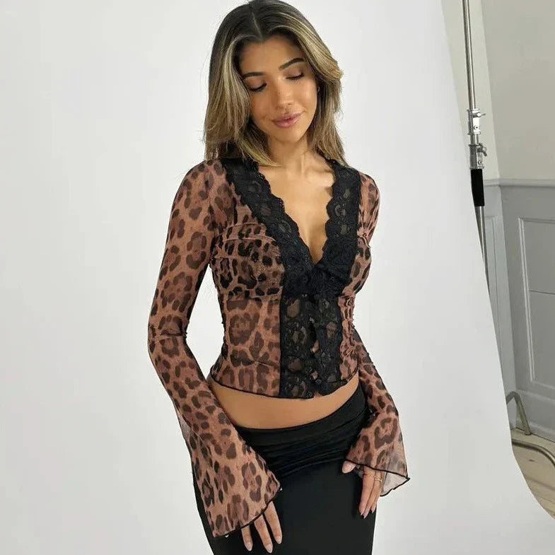 Mesh See Through Long Sleeve Top