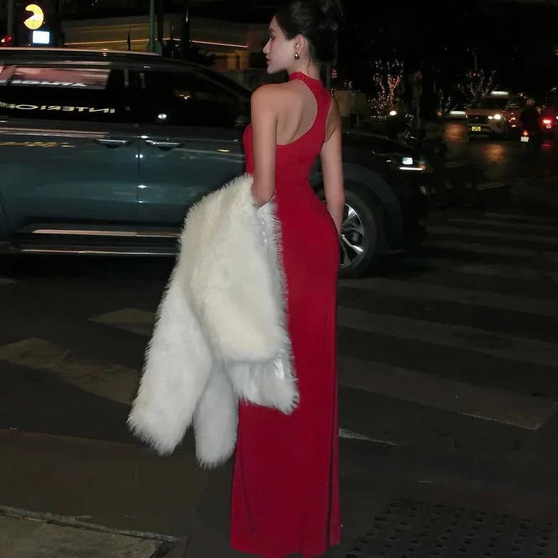 Red Sleeveless Long Maxi Dress
