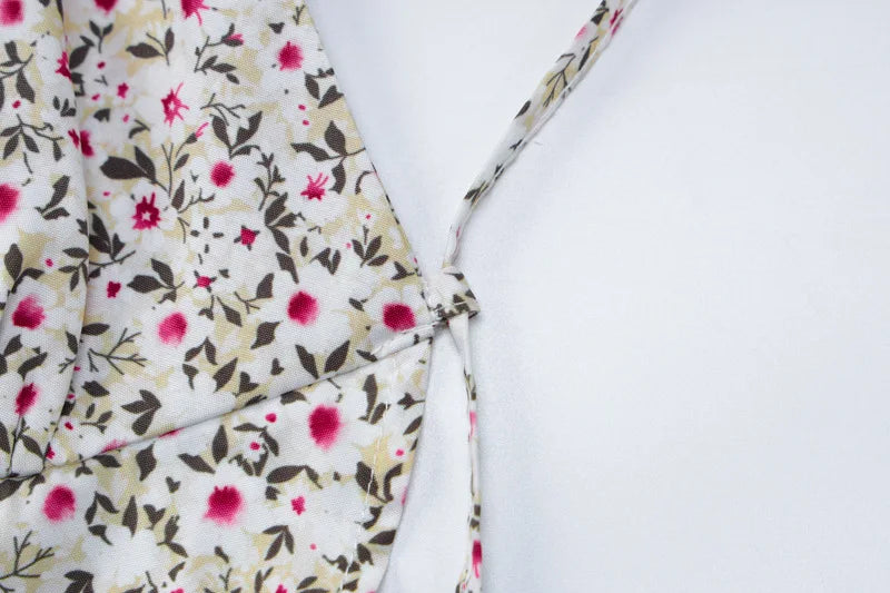 Printed Side Cut Crop Tank Top