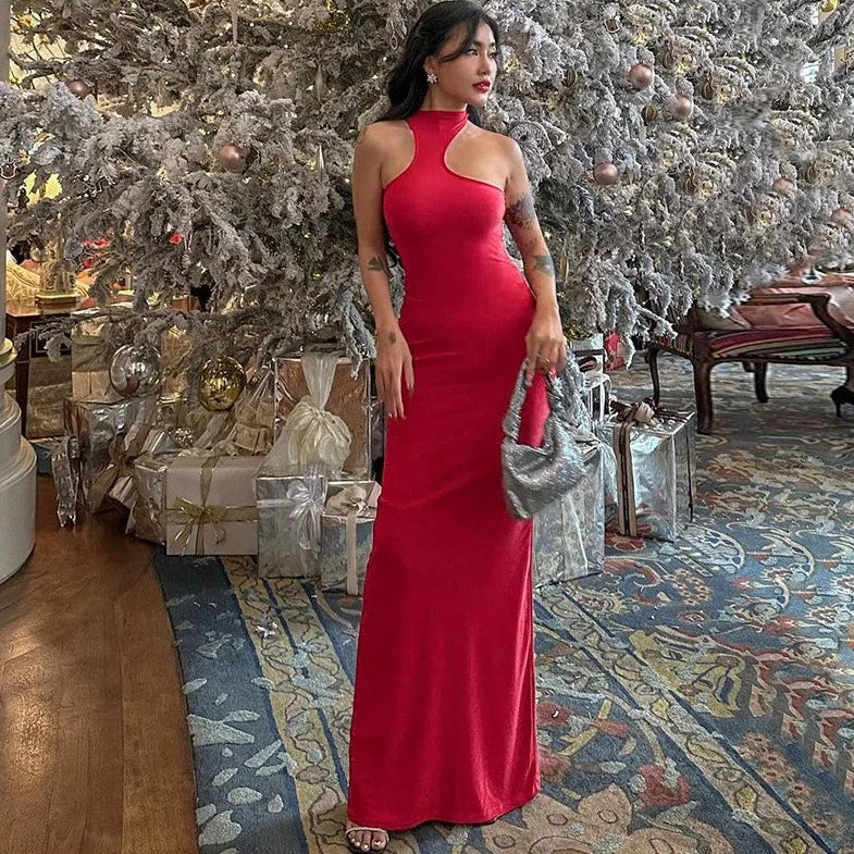 Red Sleeveless Long Maxi Dress