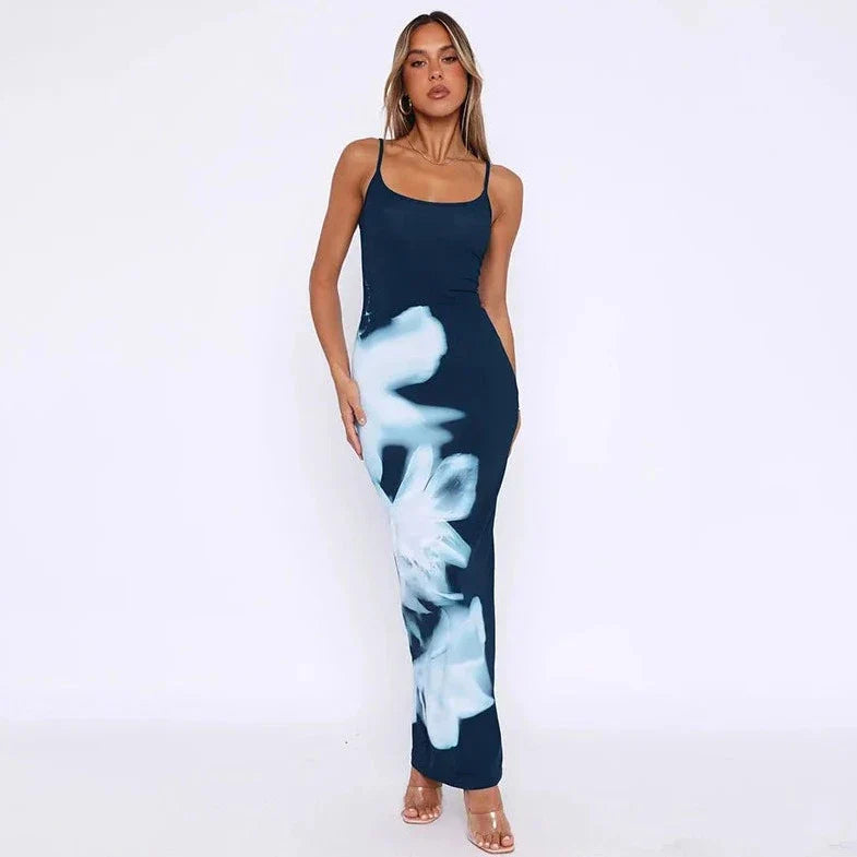 Floral Printed Sleeveless Long Maxi Dress