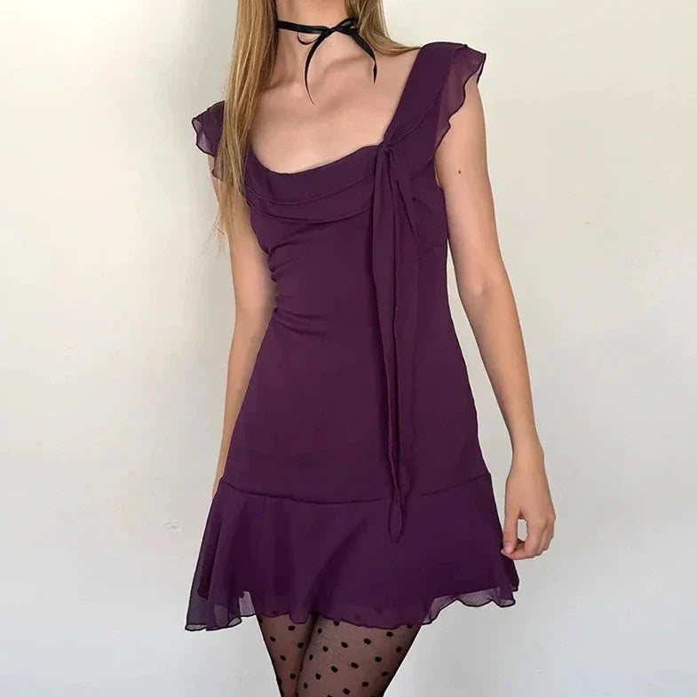 Western Style Ruffles Sleeveless Mini Dresses