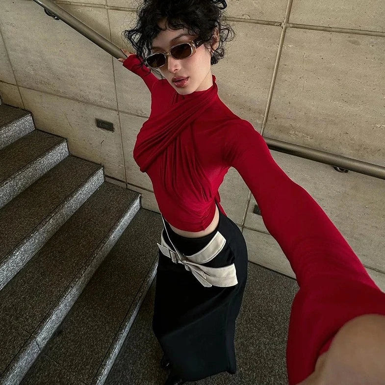 Mesh See- Though Long Sleeve Top