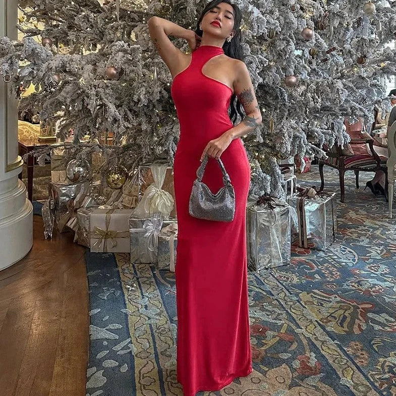 Red Sleeveless Long Maxi Dress