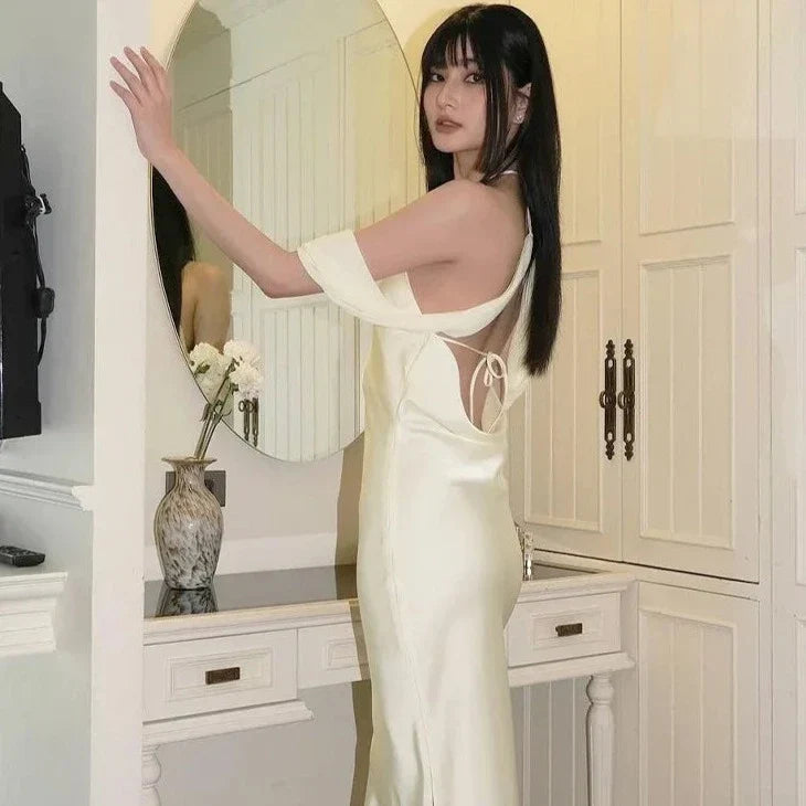 Halter Neck Backless Side Slit Maxi Dress