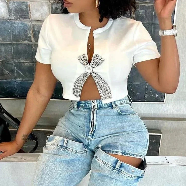 Cross Pattern Streetwear Crop Top