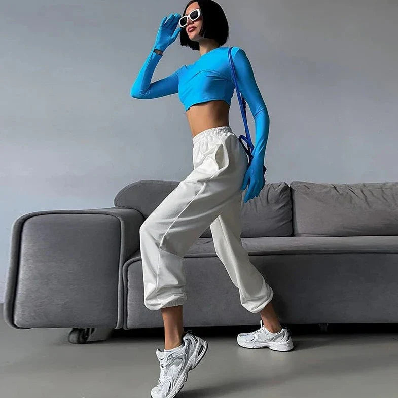 Long Sleeve Hands Gloves Attached Top