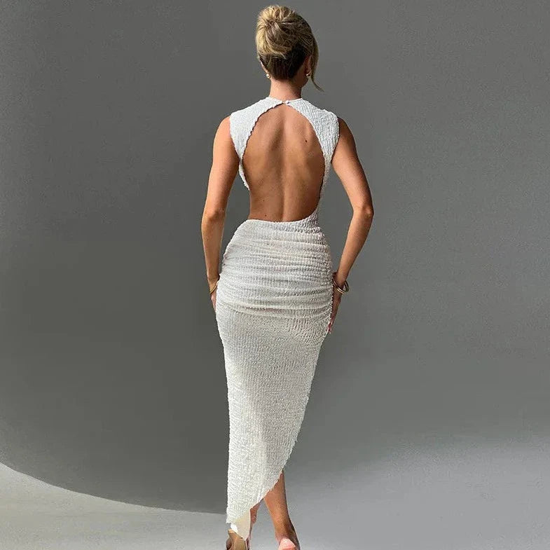 Sleeveless Backless Backless Slit Dresses