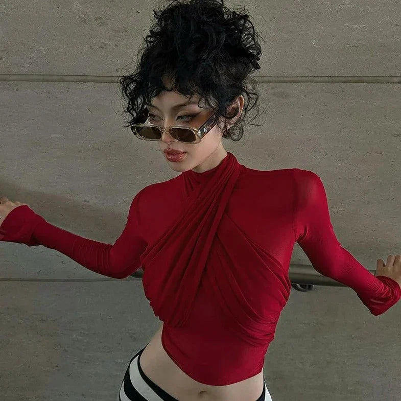 Mesh See- Though Long Sleeve Top