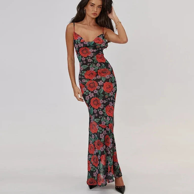 Floral Printed Sleeveless Maxi Dress