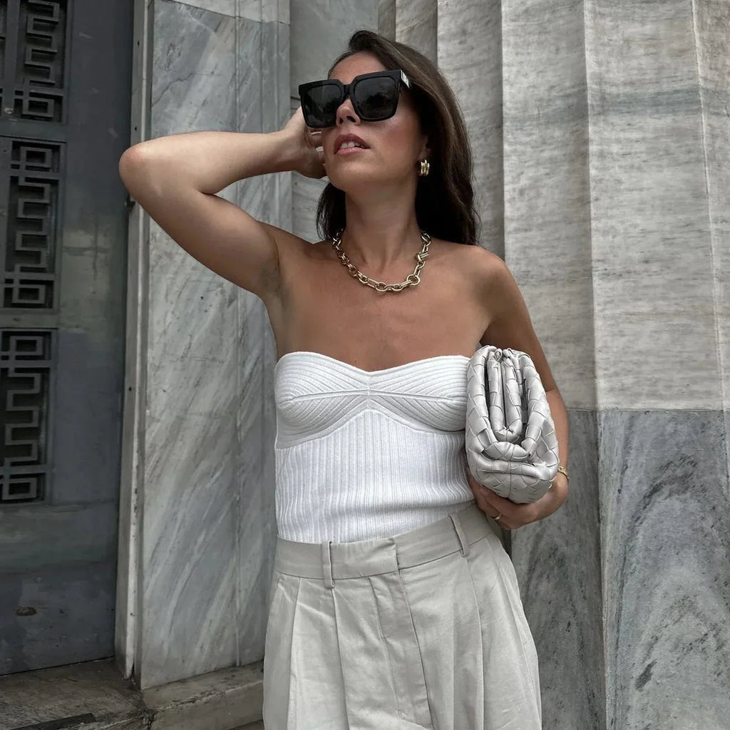 Sleeveless Strapless Tube Crop Top
