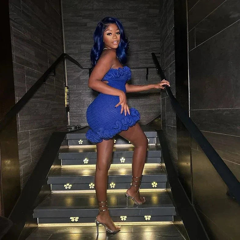 Knitted Ruffle Tube Mini Dress