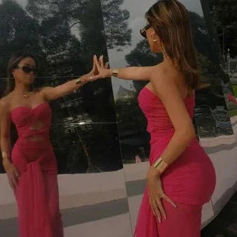 Pink Tube Sleeveless Maxi Dress