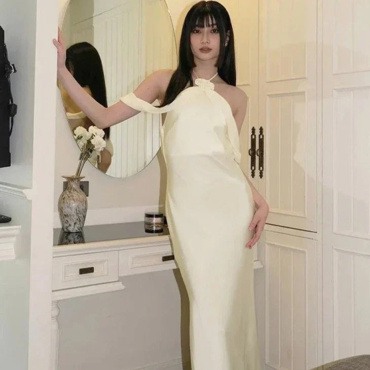 Halter Neck Backless Side Slit Maxi Dress