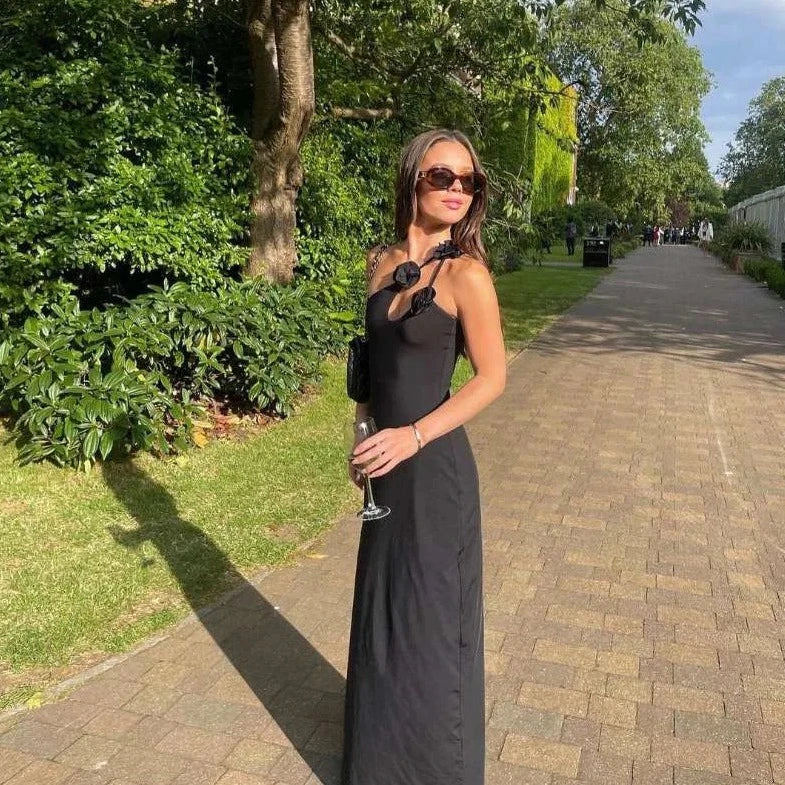 Hollow Out One Shoulder Maxi Dress