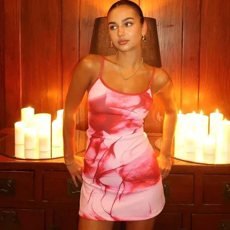 Printed Sleeveless Mini Slim Dress