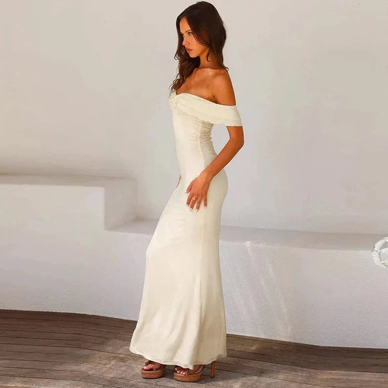 White Off Shoulder Maxi Dress