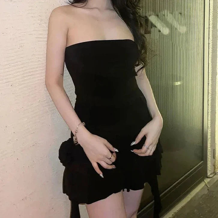 Tube Sleeveless Ruffle Mini Dress