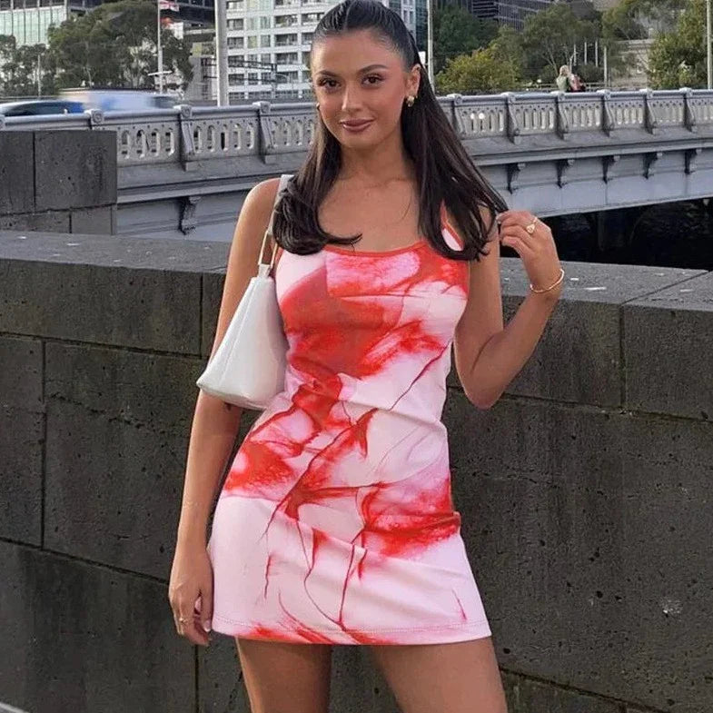 Printed Sleeveless Mini Slim Dress