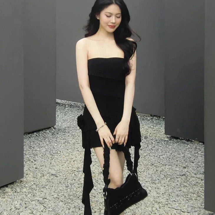 Tube Sleeveless Ruffle Mini Dress
