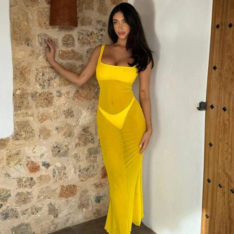 Sheer Bodycon Sleeveless Beachwear