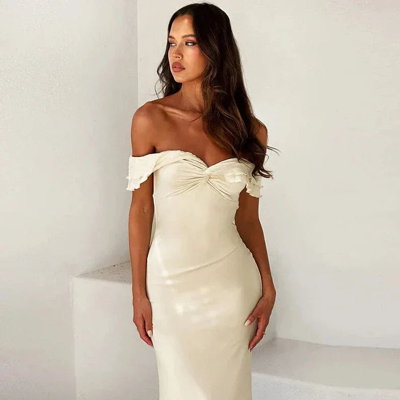 White Off Shoulder Maxi Dress