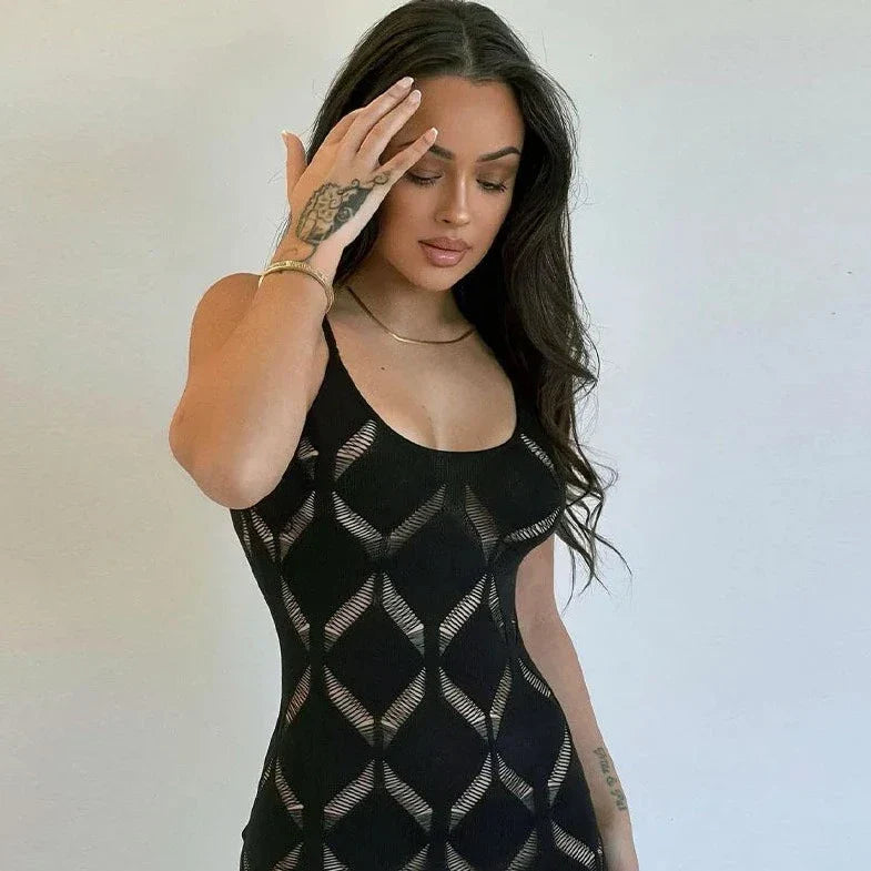 Knitting Sleeveless Hollow Out Bodycon Dress