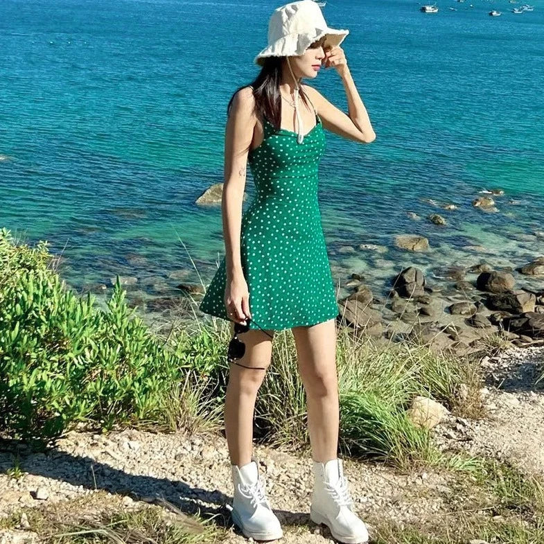 Green Casual Sleeveless Mini Dress