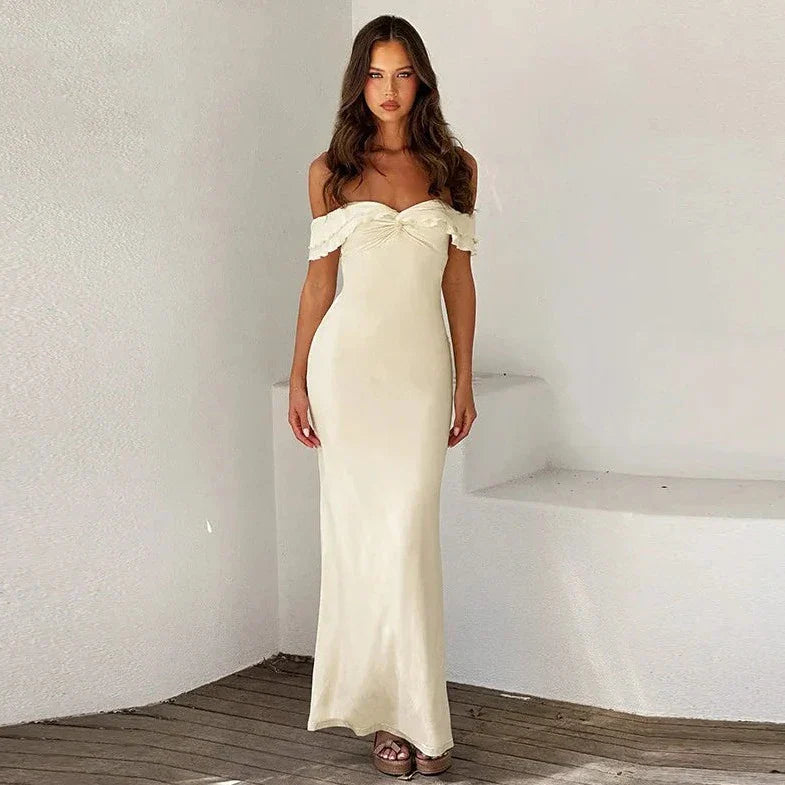 White Off Shoulder Maxi Dress