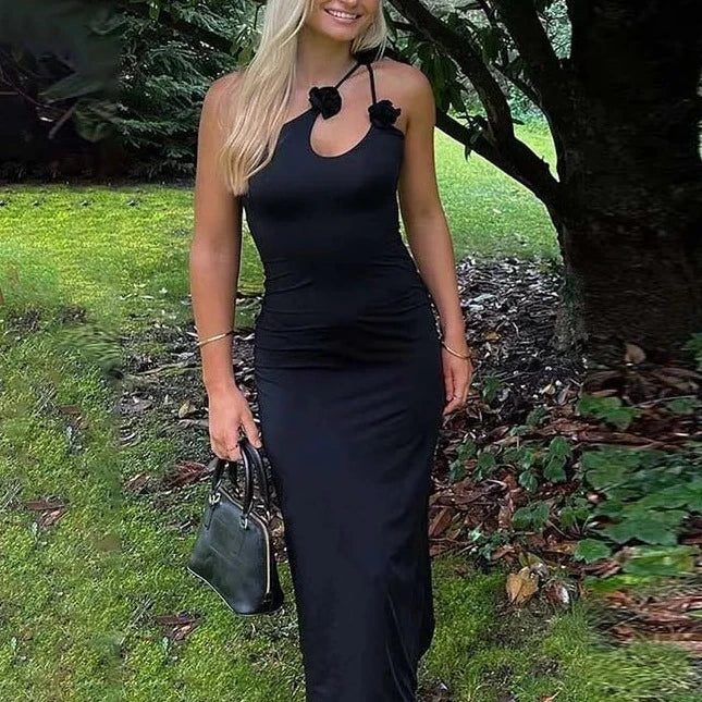 Hollow Out One Shoulder Maxi Dress