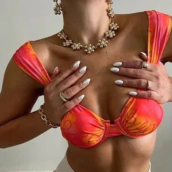 Casual Printed Sleeveless Crop Top